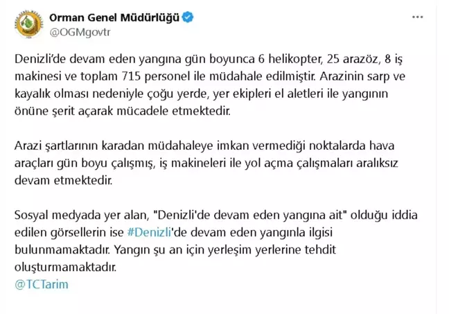 Denizli Yangınına OGM'den Açıklama