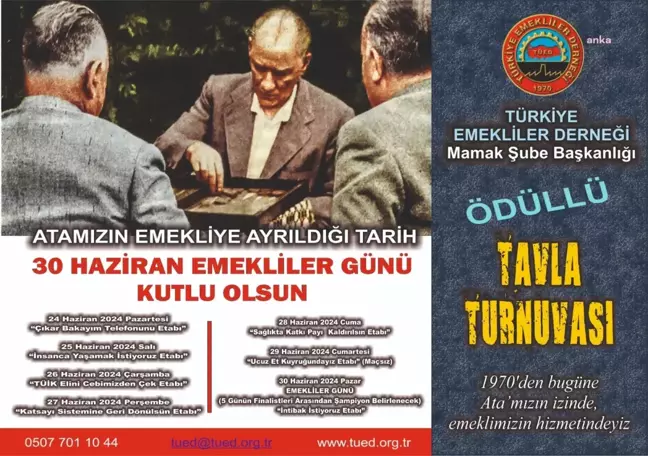 TÜED, Emekliler Günü'nde ödüllü tavla turnuvası düzenliyor