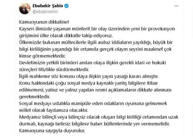 RTÜK Başkanı: Medya kaynağı belirsiz bilgilere yer vermemeli