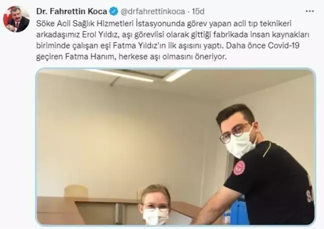 Bakan Koca'dan aşı paylaşımı
