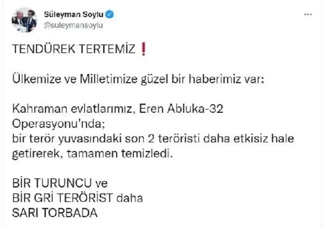 Son dakika haberleri... İçişleri: Tendürek Dağı teröristlerden tamamen temizlendi