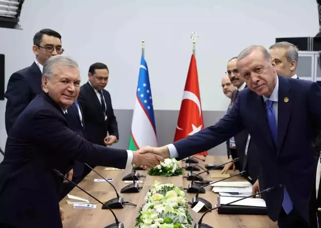 Cumhurbaşkanı Erdoğan, Özbekistan Cumhurbaşkanı Mirziyoyev ile görüştü