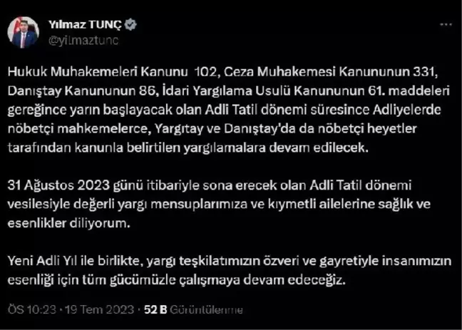 Adli tatil döneminde yargılamalar devam edecek