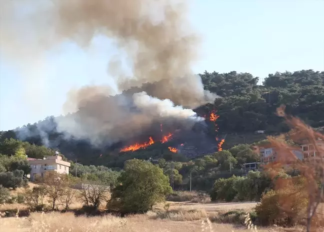 Manisa'da Ormanlık Alanda Çıkan Yangına Havadan ve Karadan Müdahale Ediliyor