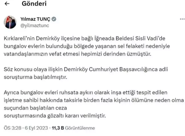 İğneada'da Sel Felaketinin Ardından Soruşturma Başlatıldı