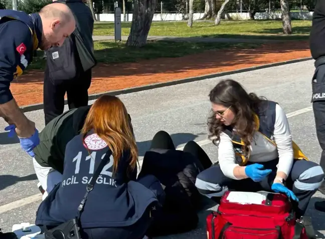 Samsun'da scooter ile sahilde düşen genç kız hastanelik oldu