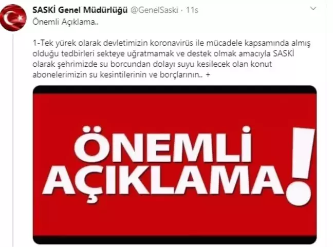 Samsunlunun su borcuna 'korona virüsü' ertelemesi