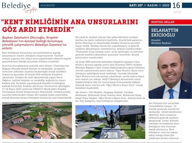 Kırşehir Belediye Başkanı Kentsel Belleği Koruma Çalışmalarını Anlattı