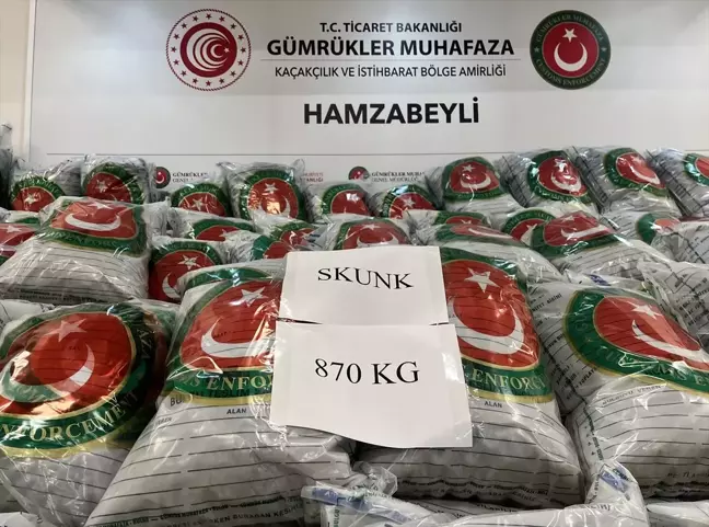 Hamzabeyli Sınır Kapısı'nda 870 Kilogram Skunk Ele Geçirildi