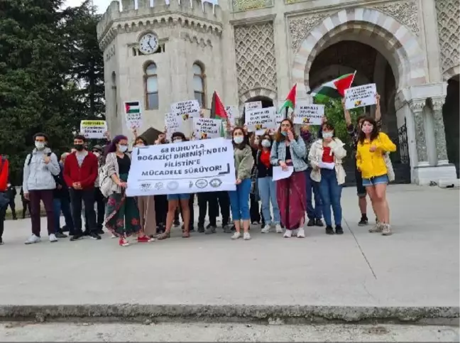 BEYAZIT'TA ÜNİVERSİTE ÖĞRENCİLERİNDEN İSRAİL PROTESTOSU