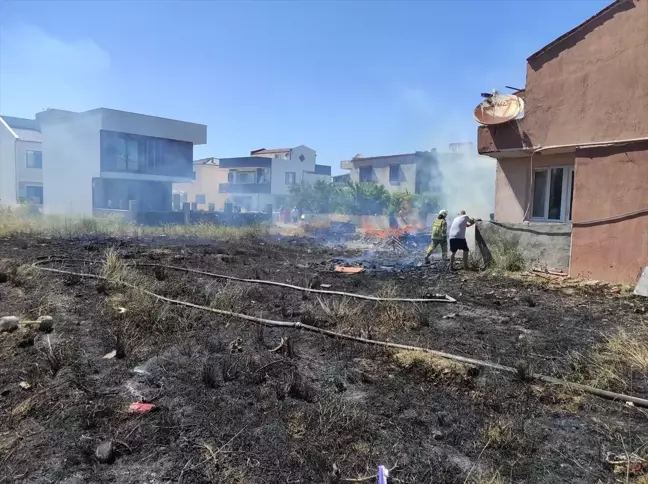 Balıkesir Burhaniye'de Otluk Alanda Çıkan Yangın Söndürüldü