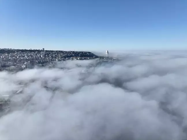 Samsun'da Etkili Olan Sis, Dronla Görüntülendi