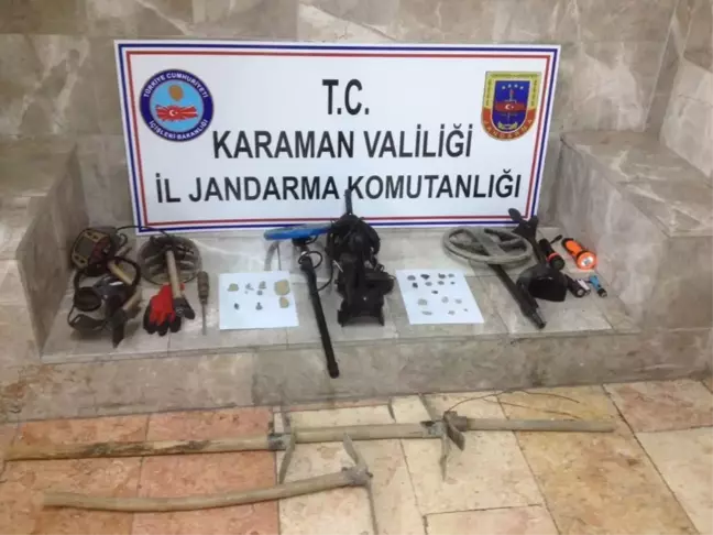 Karaman'da Jandarmadan Kaçak Kazıya Suçüstü