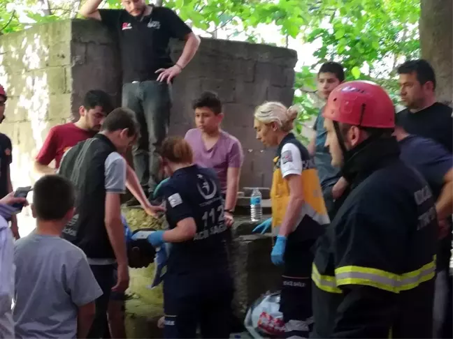 Ağaçtan erik toplamak isterken 4 metre derinlikteki kuyuya düştü