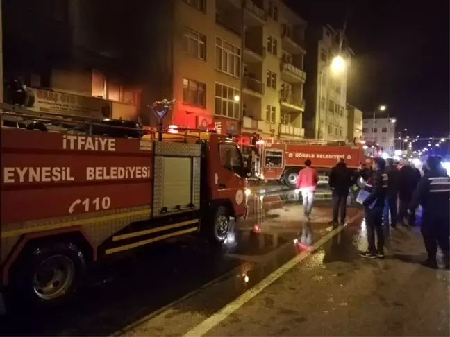 Giresun'da oto lastikçide yangın