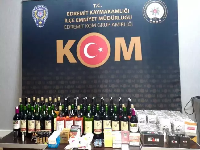 Balıkesir'de polisten kaçak tütün ve içki operasyonu