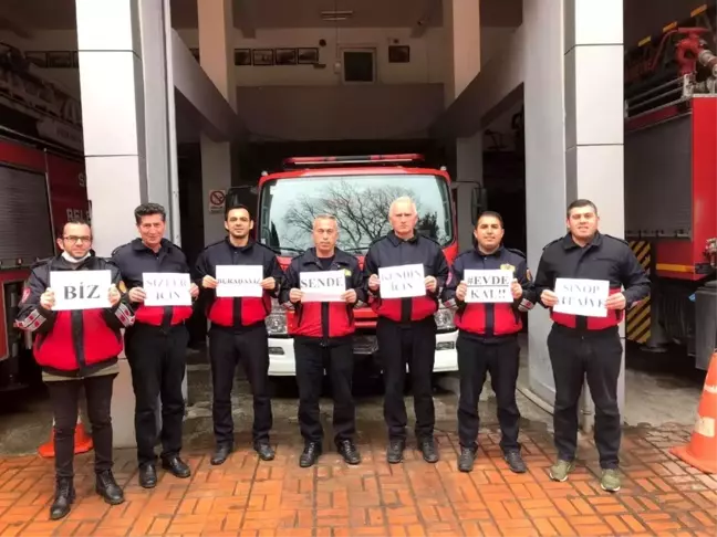 Sinop itfaiyesinden 'Evde kal' mesajı