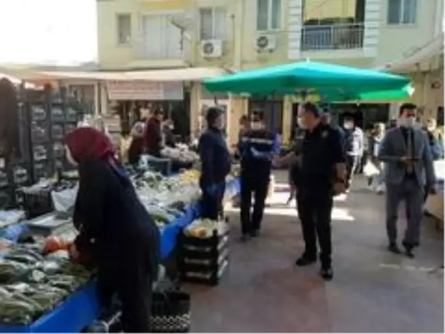 Ortaca'da pazarda korona virüs denetimi