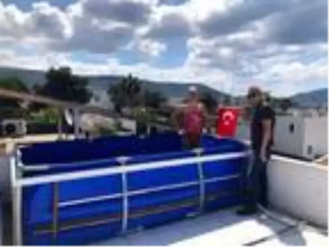 Koronavirüse karşı terasa havuz kurdu (Görüntülü Yeniden)