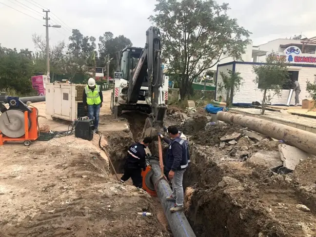 Bodrum Türkbükü'nde kanalizasyon hattı yenileniyor