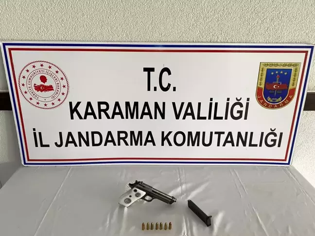 Karaman'da ruhsatsız tabanca ele geçirildi