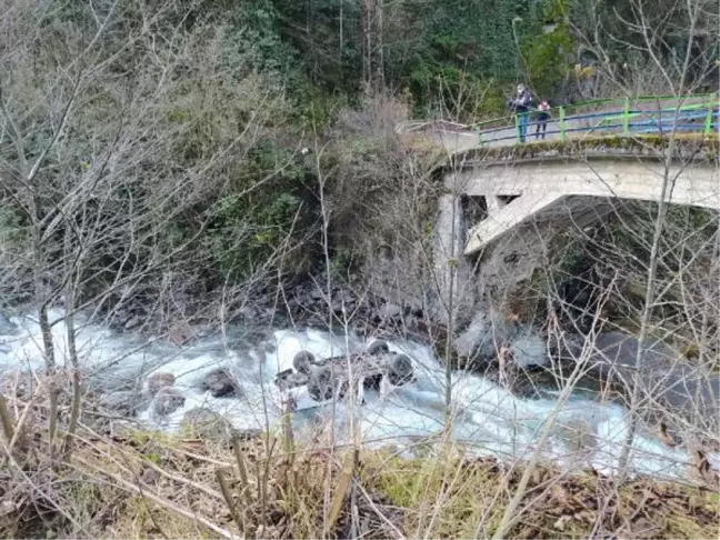 RİZE'DE KAMYONET DEREYE UÇTU 1 ÖLÜ, 4 YARALI