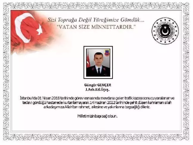 Trafik kazasında yaralanan asker 4 yıl sonra şehit oldu