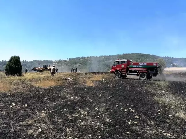 Emet'te 45 dönüm hububat ekili alan yandı