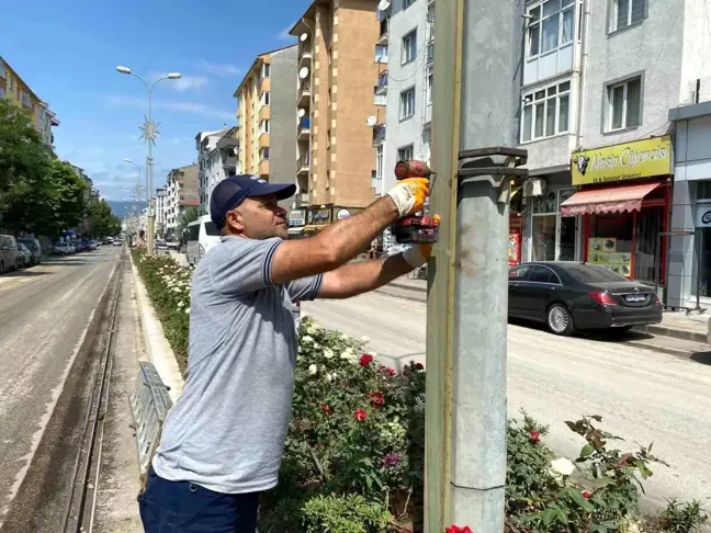 Boztram güzergahındaki elektrik direkleri ahşap kaplamalar ile kaplanıyor