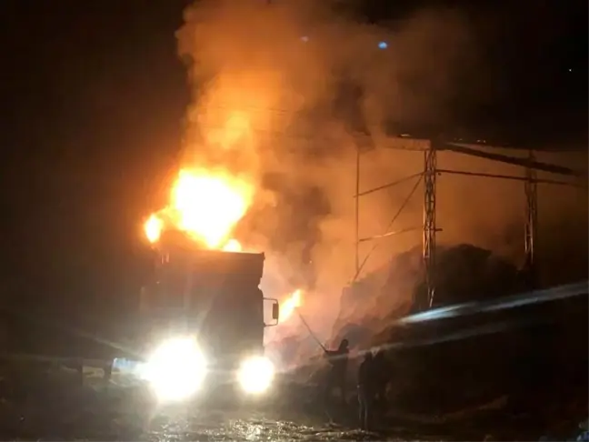 Konya'da çiftlikte çıkan yangında 10 bin saman balyası zarar gördü