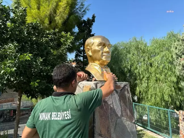 Ferahlı Parkı'ndaki Atatürk Büstü Saldırı Sonrası Yeniden Yerine Konuldu