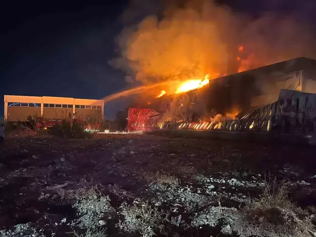 Manisa'da kauçuk paspas fabrikasında yangın çıktı