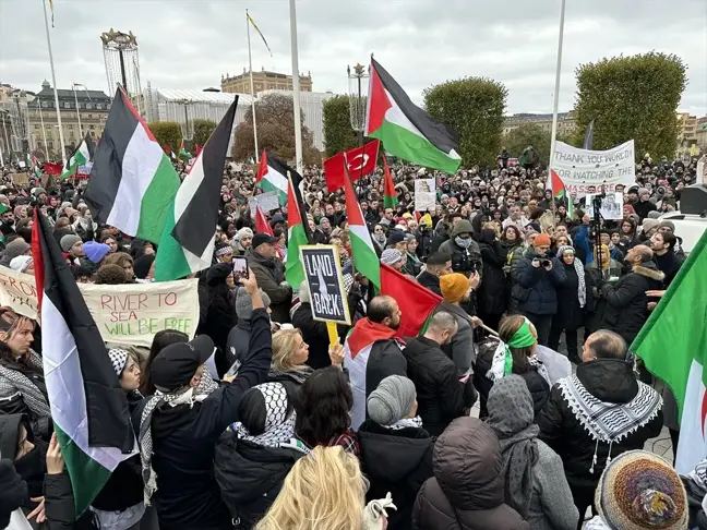 Stockholm'de Filistin ile Dayanışma Yürüyüşü