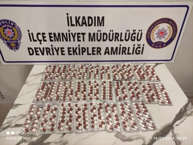 Samsun'da 390 sentetik ecza hapı ele geçirildi