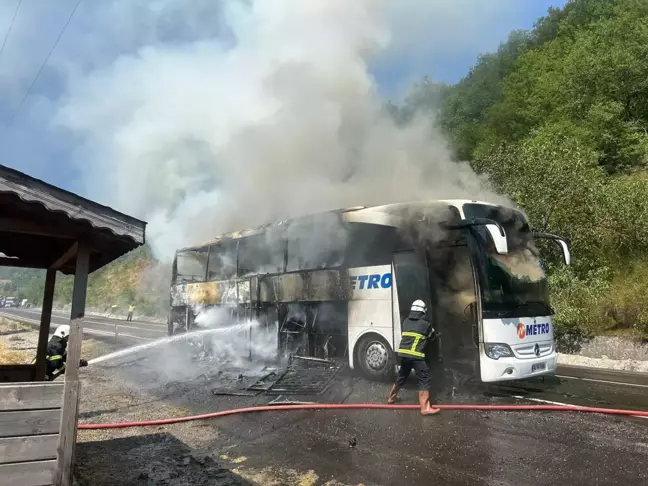 İnebolu'da Yolcu Otobüsünde Yangın Çıktı