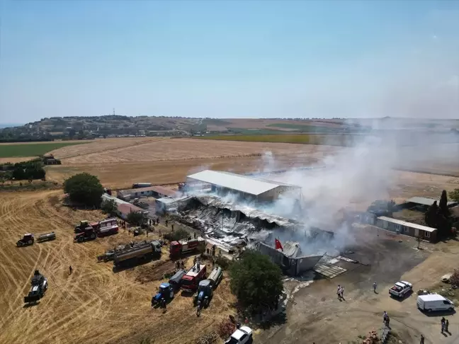 Tekirdağ'da çiftlik yangınında 15 bin saman balyası zarar gördü