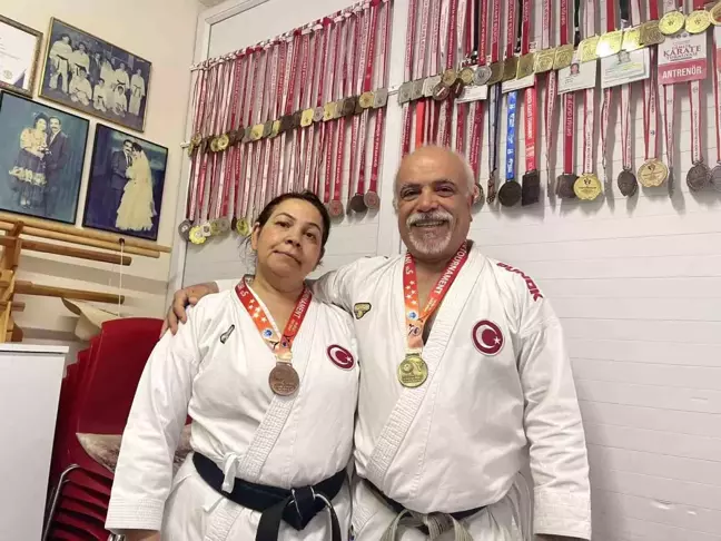 Osmaniye'de Karate Salonunda Tanışarak Evlenen Çift Madalya Kazandı