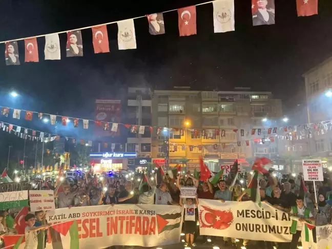 Burdur'da Hamas lideri İsmail Heniyye ve Gazze'deki zulmü protesto yürüyüşü düzenlendi