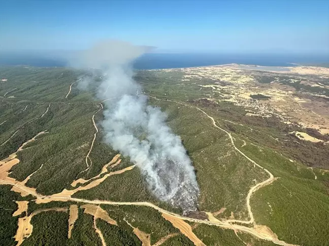 Çanakkale'de Orman Yangınına Havadan ve Karadan Müdahale