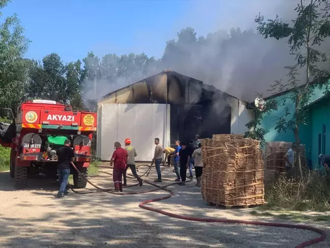 Sakarya'da ahşap askı atölyesinde çıkan yangın söndürüldü