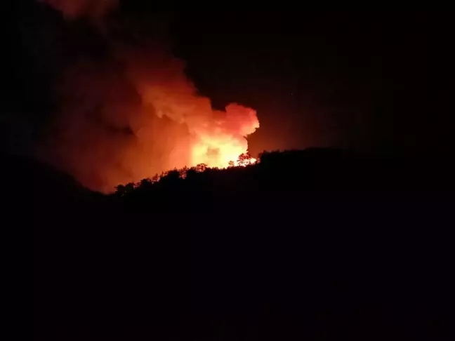 Göynük'teki orman yangınında havadan müdahaleye ara verildi