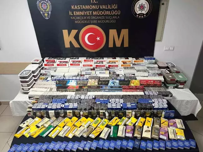 Kastamonu'da yapılan operasyonda kaçak tütün ve makaron ele geçirildi