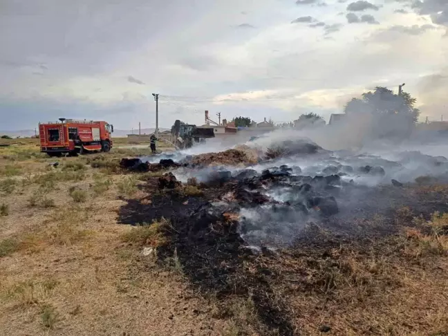 Konya'da saman balyalarının yangını söndürüldü