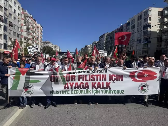 Kayseri'de Filistin İçin Yürüyüş Düzenlendi