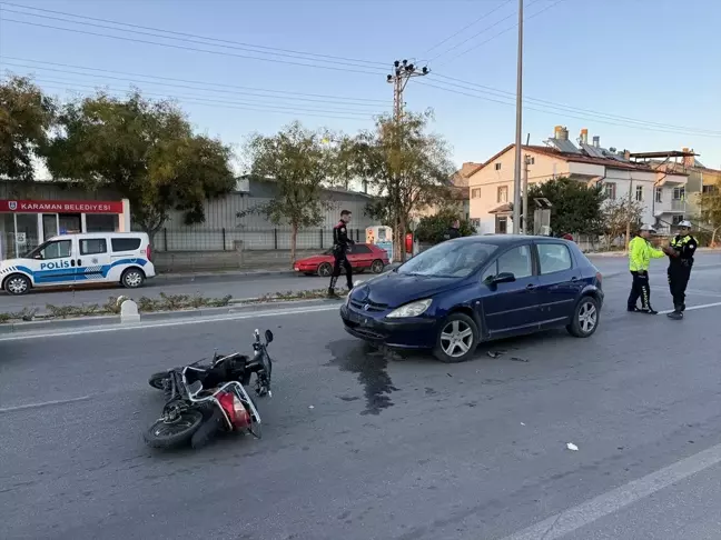 Karaman'da otomobille çarpışan elektrikli bisiklet sürücüsü yaralandı