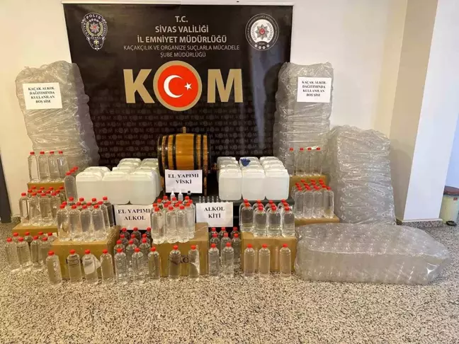 Sivas'ta Kaçak Alkol Operasyonu: 215,5 Litre Sahte Alkol Ele Geçirildi