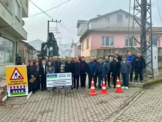 Çanakkale'nin Terzialan Beldesi'nde Doğal Gaz İçin İlk Kazma Vuruldu