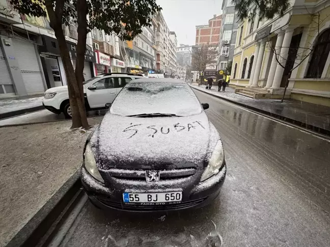 Samsun'da Kar Yağışı Etkili Oluyor