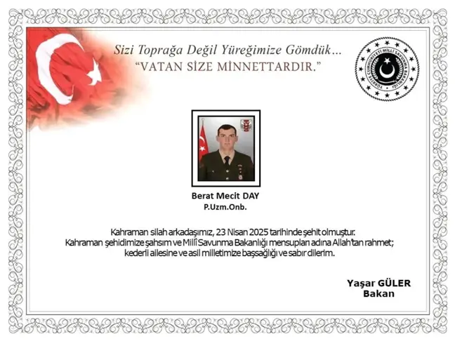 Pençe-Kilit operasyonu bölgesinde 1 asker şehit oldu