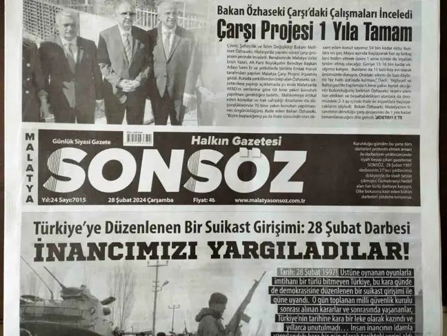Malatya'da Sonsöz Gazetesi 28 Şubat'ı siyah-beyaz baskıyla protesto etti